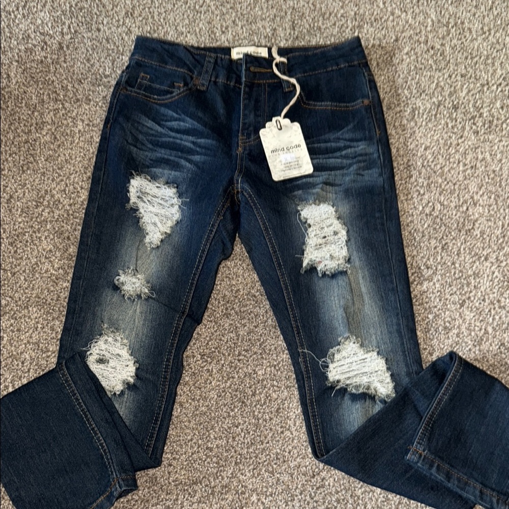 Distressed Blue Jeans